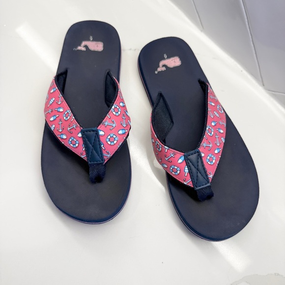 Vineyard Vines Nautical Navy Flip Flops Women’s Size 6 Summer Sandals Casual - Picture 2 of 6